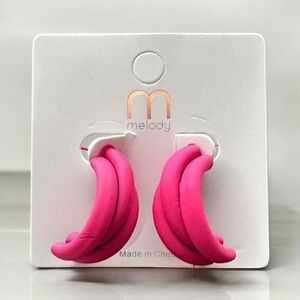 5/$25 Melody Modern Pink Crescent Earrings